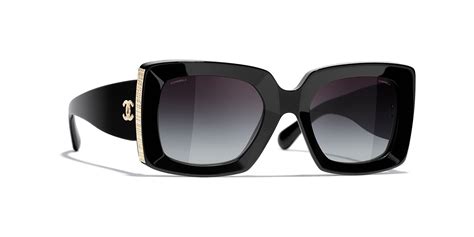 chanel sunglasses 53 53|Chanel Rectangle Sunglasses CH5435 53 Grey & Black & Gold Sunglasses .